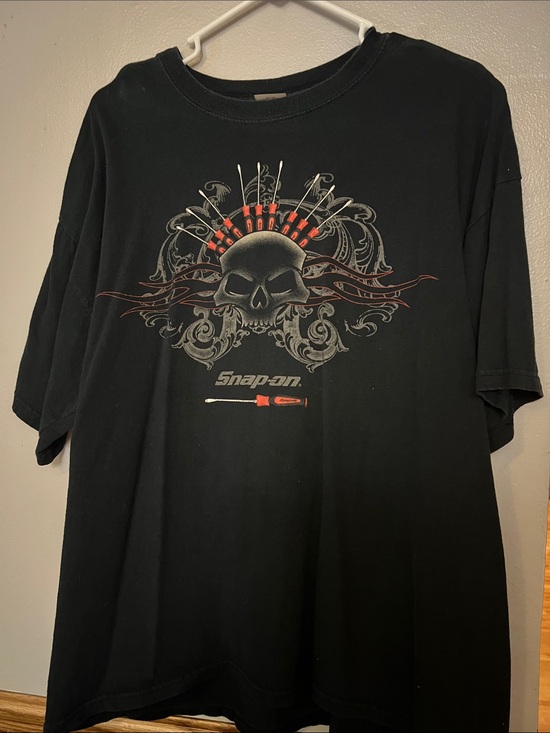 Gildan Other - Gildan Black Short Sleeve Skull Graphic Tee with Red Accents
